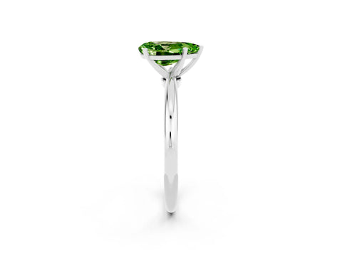 White gold Pear Cut Peridot Solitaire Ring with Six-Prong Setting and Classic Band_14