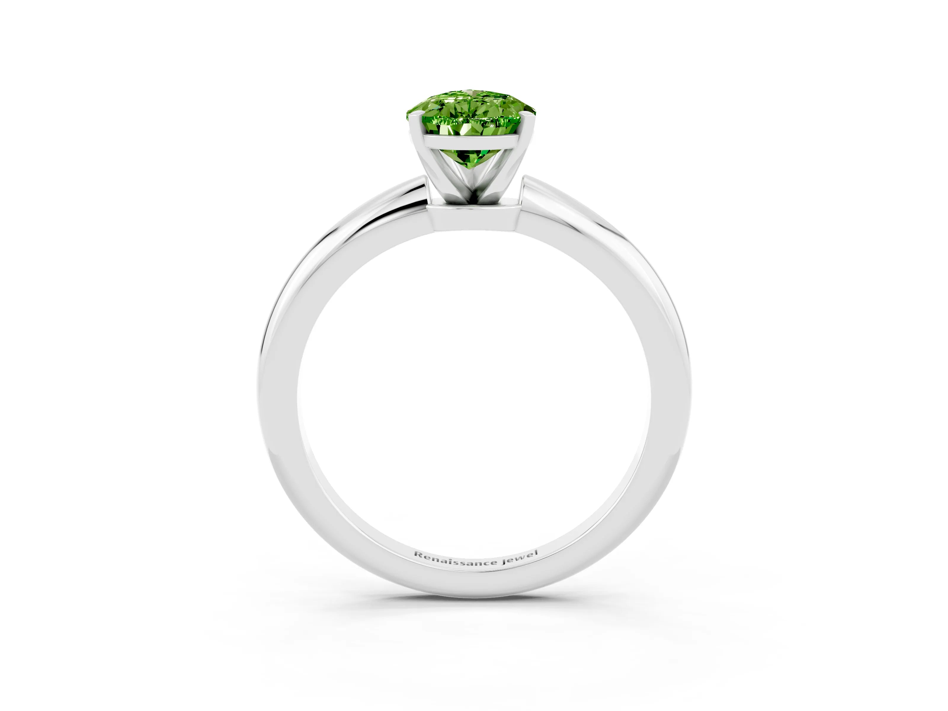 White gold Pear Cut Peridot Solitaire Ring with Six-Prong Setting and Classic Band_15