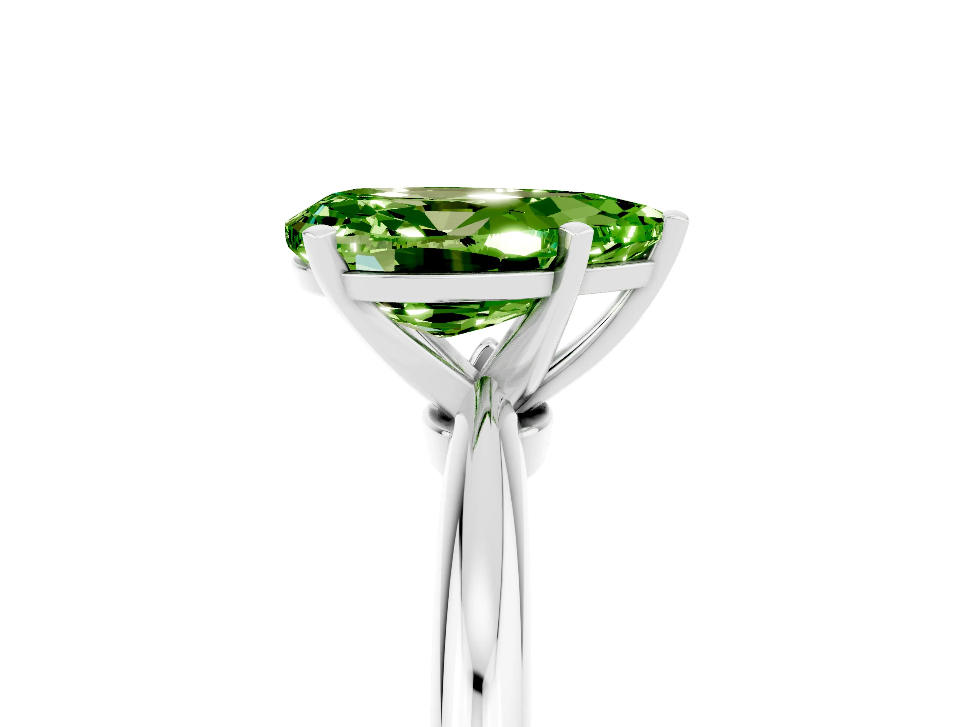White gold Pear Cut Peridot Solitaire Ring with Six-Prong Setting and Classic Band_17