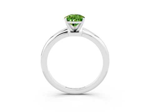 White gold Pear Cut Peridot Solitaire Ring with Six-Prong Setting and Classic Band_3