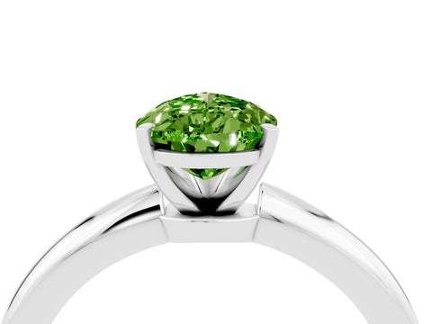 White gold Pear Cut Peridot Solitaire Ring with Six-Prong Setting and Classic Band_4