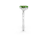 White gold Pear Cut Peridot Solitaire Ring with Thin Band and Four-Prong Setting_14