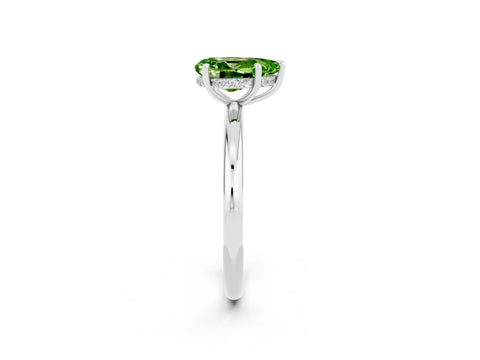 White gold Pear Cut Peridot Solitaire Ring with Thin Band and Four-Prong Setting_14