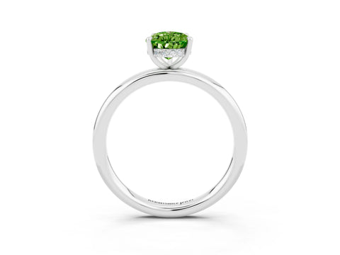 White gold Pear Cut Peridot Solitaire Ring with Thin Band and Four-Prong Setting_15