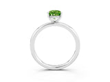 White gold Pear Cut Peridot Solitaire Ring with Thin Band and Four-Prong Setting_15