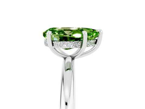 White gold Pear Cut Peridot Solitaire Ring with Thin Band and Four-Prong Setting_17