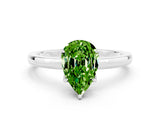 White gold Pear Cut Peridot Solitaire Ring with Thin Band and Prong Setting_12