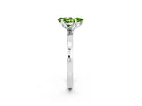 White gold Pear Cut Peridot Solitaire Ring with Thin Band and Prong Setting_14