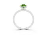 White gold Pear Cut Peridot Solitaire Ring with Thin Band and Prong Setting_15