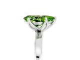 White gold Pear Cut Peridot Solitaire Ring with Thin Band and Prong Setting_17