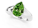 White gold Pear Cut Peridot Solitaire Ring with Wide Band and Prong Setting_1