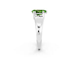 White gold Pear Cut Peridot Solitaire Ring with Wide Band and Prong Setting_2