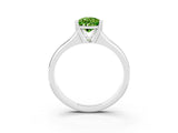 White gold Pear Cut Peridot Solitaire Ring with Wide Band and Prong Setting_3