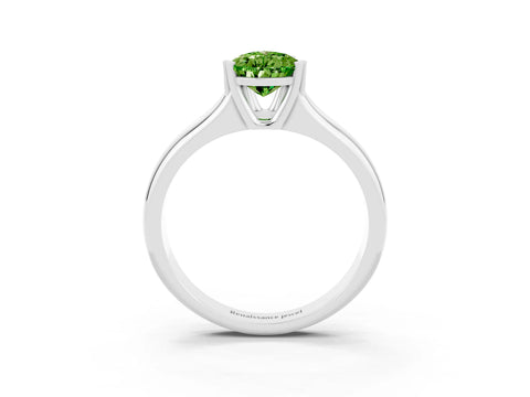 White gold Pear Cut Peridot Solitaire Ring with Wide Band and Prong Setting_3