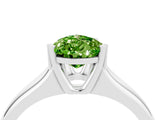 White gold Pear Cut Peridot Solitaire Ring with Wide Band and Prong Setting_4