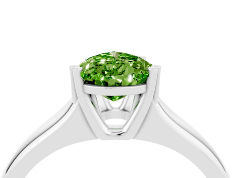 White gold Pear Cut Peridot Solitaire Ring with Wide Band and Prong Setting_4