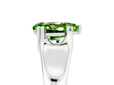 White gold Pear Cut Peridot Solitaire Ring with Wide Band and Prong Setting_5