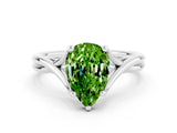 White gold Pear Cut Peridot Solitaire Twist Band Prong Setting Ring_36