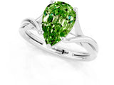 White gold Pear Cut Peridot Solitaire Twist Band Prong Setting Ring_37