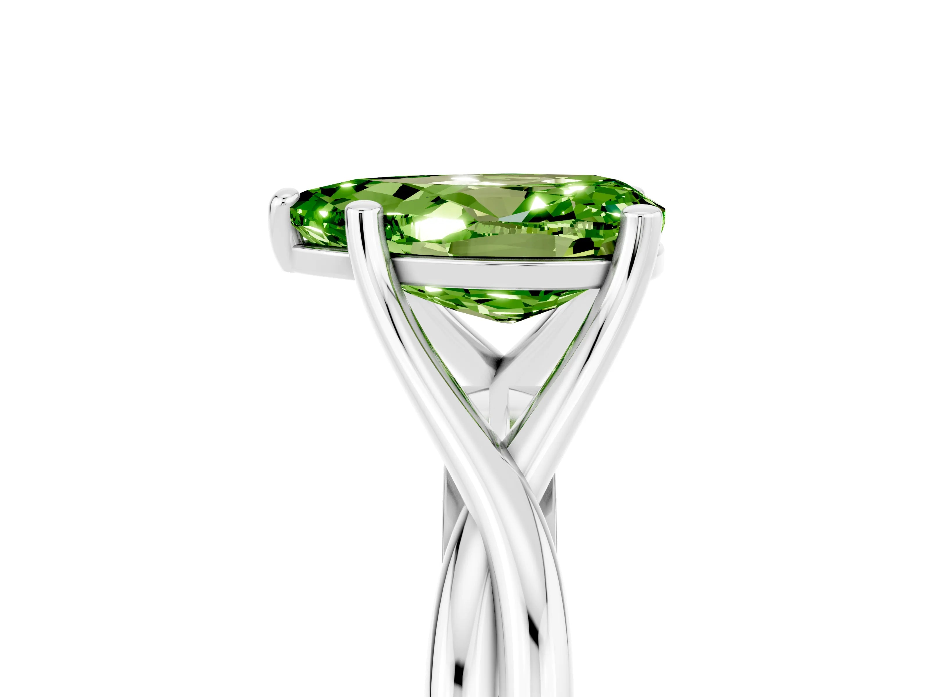 White gold Pear Cut Peridot Solitaire Twist Band Prong Setting Ring_41