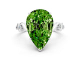 White gold Pear Cut Peridot Solitaire Twisted Band with Round  Accents and Prong Setting_12