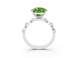 White gold Pear Cut Peridot Solitaire Twisted Band with Round  Accents and Prong Setting_15
