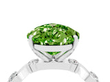 White gold Pear Cut Peridot Solitaire Twisted Band with Round  Accents and Prong Setting_16