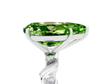 White gold Pear Cut Peridot Solitaire Twisted Band with Round  Accents and Prong Setting_17