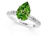 White gold Pear Cut Peridot Solitaire with Side Baguettes and Channel Set Band_1