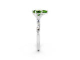 White gold Pear Cut Peridot Solitaire with Side Baguettes and Channel Set Band_2