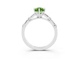 White gold Pear Cut Peridot Solitaire with Side Baguettes and Channel Set Band_3