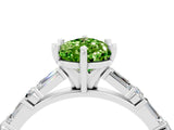 White gold Pear Cut Peridot Solitaire with Side Baguettes and Channel Set Band_4