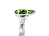 White gold Pear Cut Peridot Solitaire with Side Baguettes and Channel Set Band_5