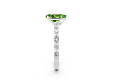 White gold Pear Cut Peridot Solitaire with Side Stones on a Pavé Band and Four-Prong Setting_2