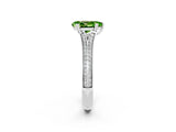 White gold Pear Cut Peridot Split Shank Engagement Ring with Pavé Band_2