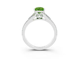 White gold Pear Cut Peridot Split Shank Engagement Ring with Pavé Band_3