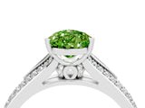 White gold Pear Cut Peridot Split Shank Engagement Ring with Pavé Band_4