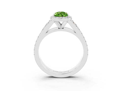White gold Pear Cut Peridot Split Shank Halo Ring with Four-Prong Setting_27