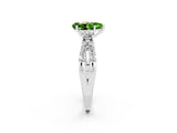 White gold Pear Cut Peridot Three-Stone Ring with Pavé Split Shank and Four-Prong Setting_14