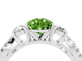 White gold Pear Cut Peridot Three-Stone Ring with Pavé Split Shank and Four-Prong Setting_16