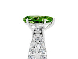 White gold Pear Cut Peridot Three-Stone Ring with Pavé Split Shank and Four-Prong Setting_17