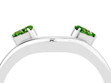 White gold Pear Cut Peridot Two-Stone Open Band Ring with Prong Setting_10