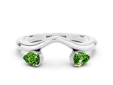 White gold Pear Cut Peridot Two-Stone Open Band Ring with Prong Setting_6