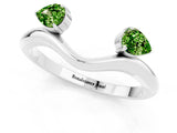 White gold Pear Cut Peridot Two-Stone Open Band Ring with Prong Setting_7