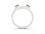 White gold Pear Cut Peridot Two-Stone Open Band Ring with Prong Setting_9