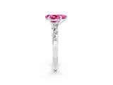 White gold Pear Cut Pink Sapphire Cluster Side Stone Solitaire Ring with Prong Setting_50