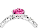 White gold Pear Cut Pink Sapphire Cluster Side Stone Solitaire Ring with Prong Setting_52