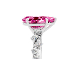 White gold Pear Cut Pink Sapphire Cluster Side Stone Solitaire Ring with Prong Setting_53