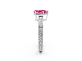White gold Pear Cut Pink Sapphire Engagement Ring with Milgrain Channel Set Band and Prong Setting_26
