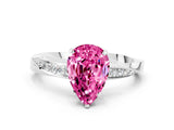 White gold Pear Cut Pink Sapphire Engagement Ring with Side Stone Accents and Four-Prong Setting_72
